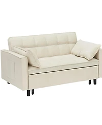 Maison Boucle Velvet Loveseat Sofa Bed with Pull-Out Sleeper, 3-in-1 Convertible Couch Storage Pockets & Tufted Back for Small Spaces-Maison Bouc