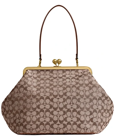 Coach Crystal Signature Jacquard Medium Frame Bag