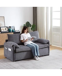Maison Boucle 64.5 Inch 3-in-1 Corduroy Pull-Out Sleeper Sofa, Adjustable Loveseat Bed with Storage Pockets & 2 Pillows-Maison