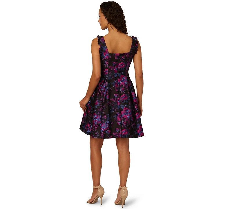 Adrianna Papell Women's Square Neck Ruffle Sleeve Midi Dress