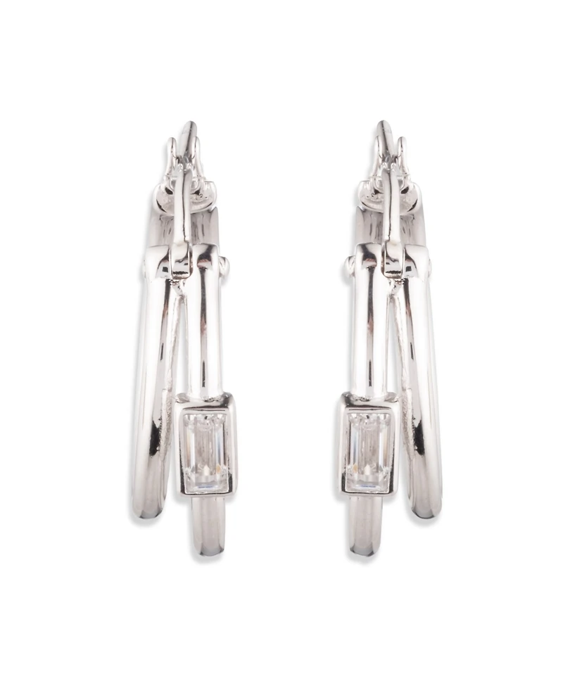Lauren Ralph Lauren Split Cubic Zirconia Hoop Sterling Silver Earrings