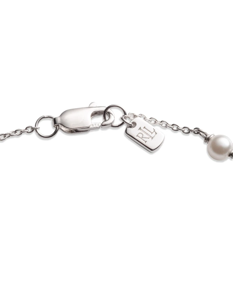 Lauren Ralph Lauren Cubic Zirconia & Imitation Pearl Sterling Silver Station Flex Bracelet