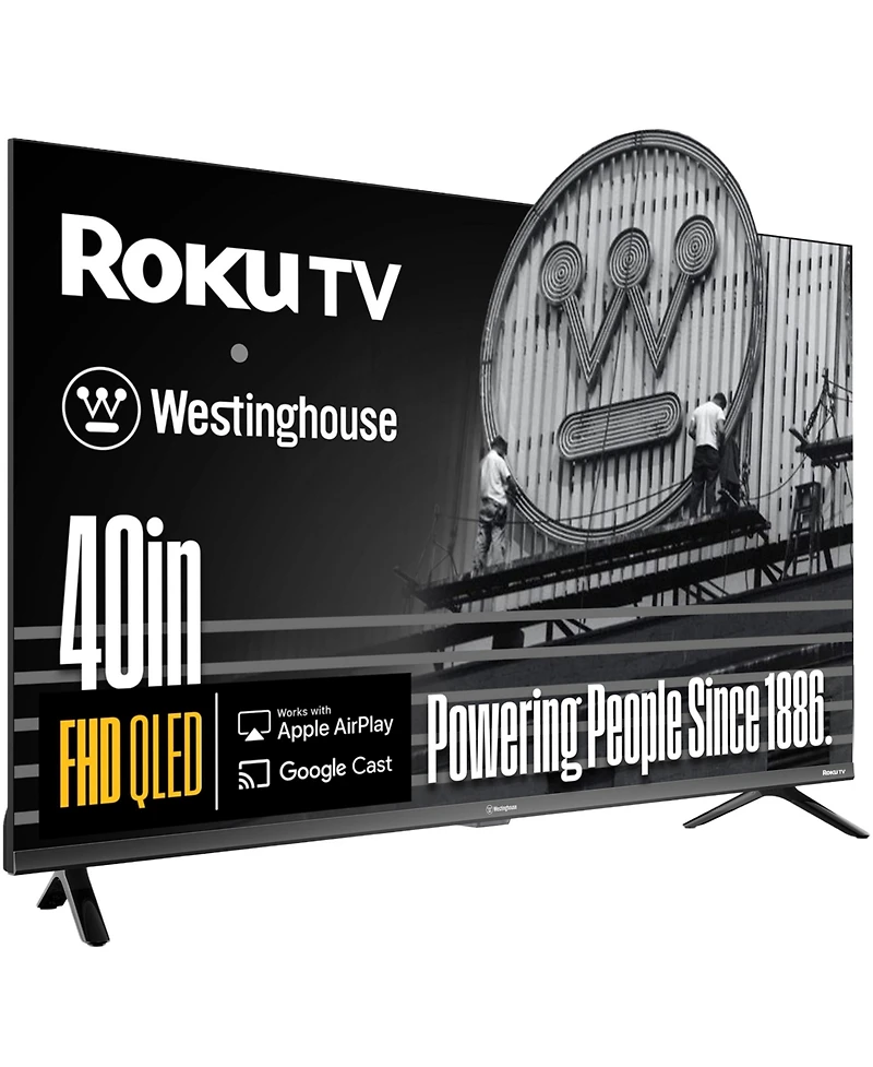 Westinghouse 40" Roku Smart Tv, Fhd Qled, Dolby+, Wi-Fi, Bluetooth, Apple AirPlay, Alexa & Google Assistant, Flat Screen