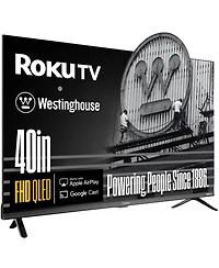 Westinghouse 40" Roku Smart Tv, Fhd Qled, Dolby+, Wi-Fi, Bluetooth, Apple AirPlay, Alexa & Google Assistant, Flat Screen