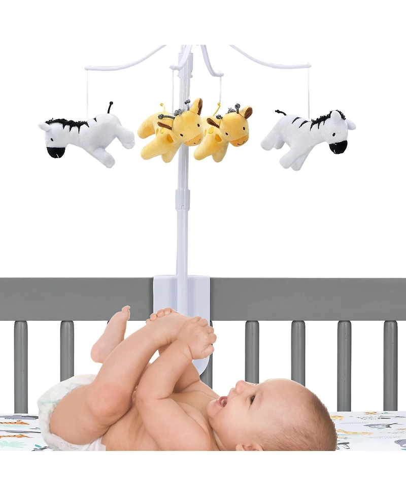 Bedtime Originals Mighty Jungle Animals Giraffe/Zebra Musical Baby Crib Mobile