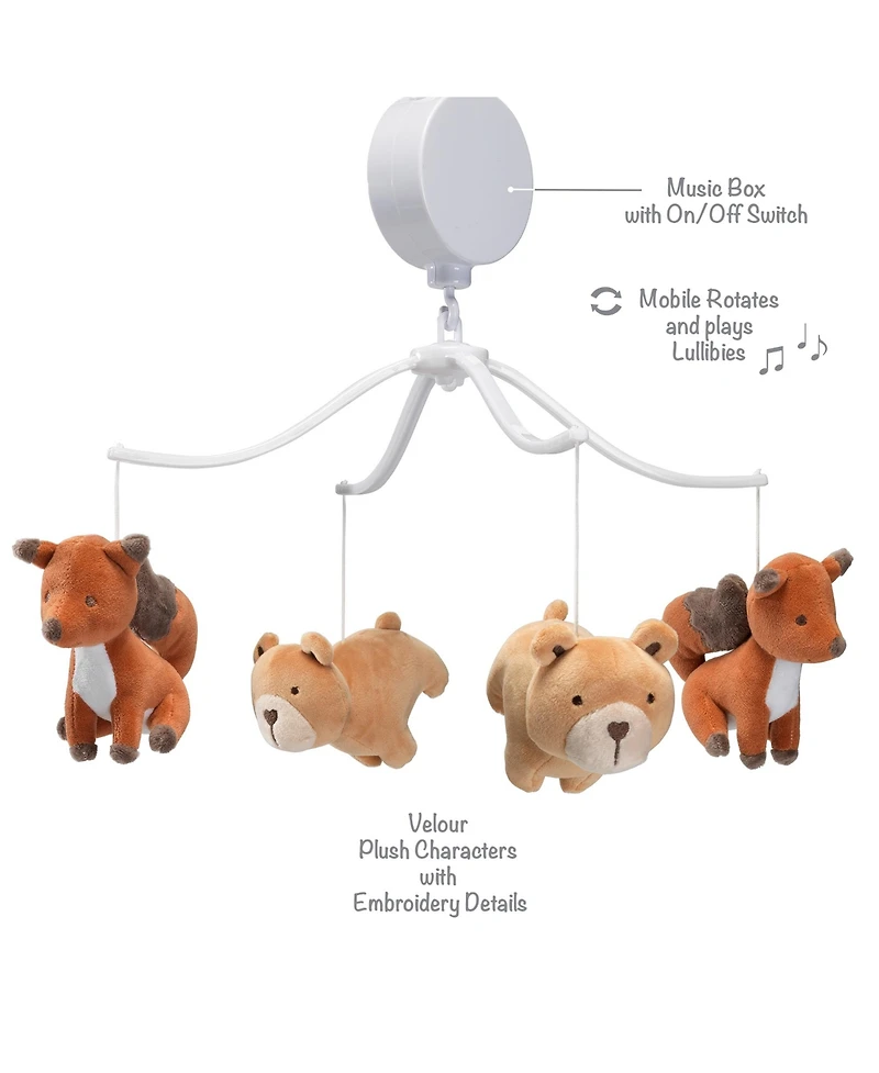Bedtime Originals Animal Alphabet Bear/Fox Musical Baby Crib Mobile Soother Toy