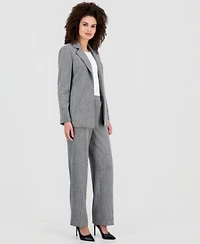 Anne Klein Womens Herringbone Open Front Blazer Herringbone Wide Leg Pants