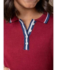 Hope & Henry Baby Girls Organic Long Sleeve Collared Henley Sweater Dress