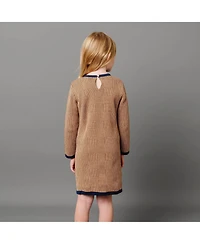 Hope & Henry Baby Girls Organic Long Sleeve Bow Detail Intarsia Sweater Dress