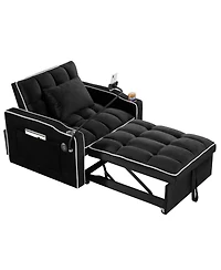 Maison Boucle 3-in-1 Convertible Sleeper Chair Bed, Pull-Out Recliner Sofa with Usb Type-c Port, Phone Mount & Cup Holder for Small Spaces-Maison Bouc