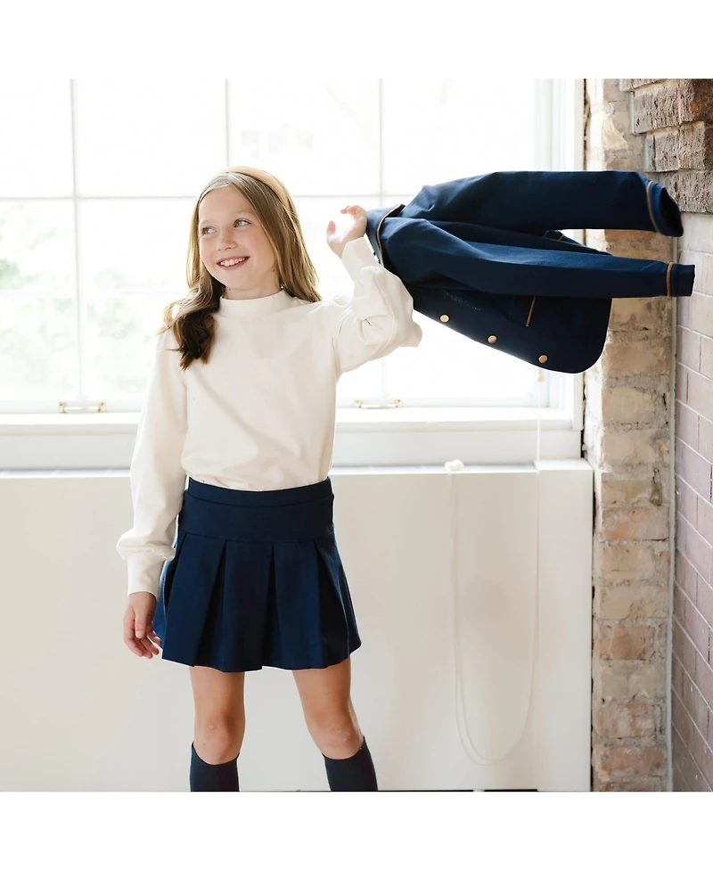 Hope & Henry Baby Girls Ponte Drop Waist Pleated Uniform Skort