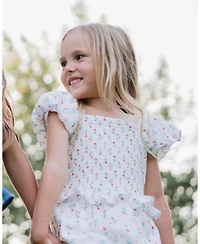 Hope & Henry Little Girls Organic Puff Sleeve Smocked Romper