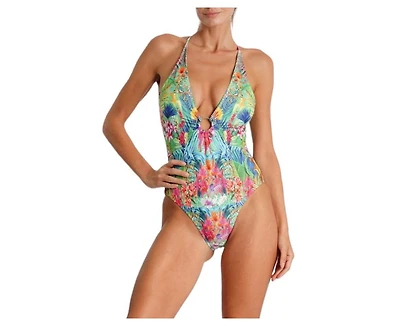 La Moda Clothing Women's Hardware Ring One Piece Swimsuit