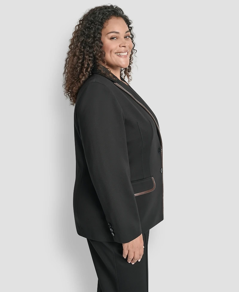 Dkny Plus Notch Collar Long Sleeve Jacket