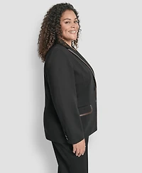 Dkny Plus Notch Collar Long Sleeve Jacket
