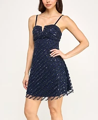 Violet Weekend Juniors' Embellished A-Line Dress