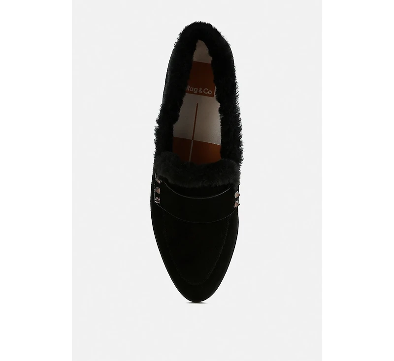 Allie Fur Trim Suede Loafers