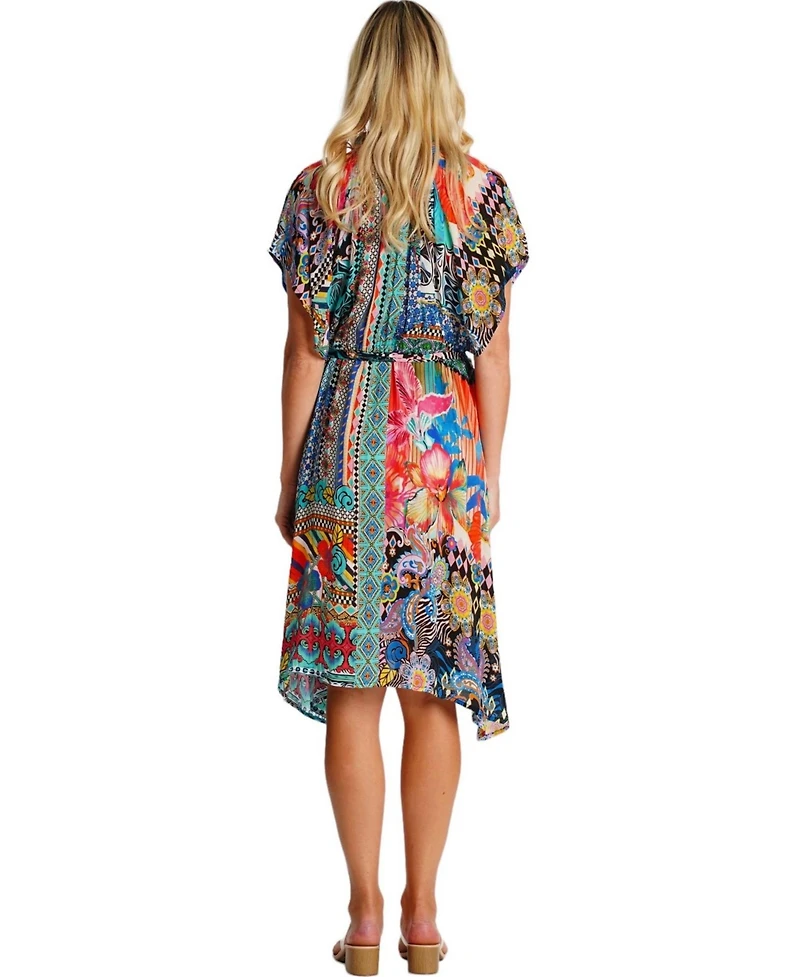 La Moda Clothing Women's Midi Summer Belted Short Sleeve Dress