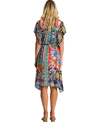 La Moda Clothing Women's Midi Summer Belted Short Sleeve Dress