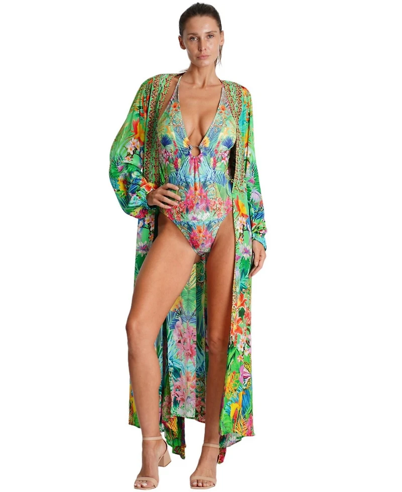 La Moda Clothing Women's Rossie Maxi Belted Wrap Cover Up Dress