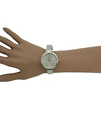 Silver Shiny Face Textured Bangle Watch
