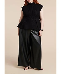 Eloquii Women's Turtleneck Peplum Sweater Vest