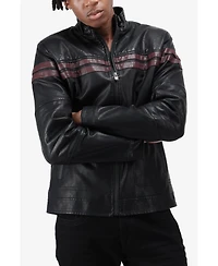 Xray Men's Grainy Pu Jacket Dogs Collar And Quilted Sleeves With Faux Shearling