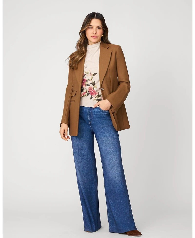 Cable & Gauge Women's Floral Mock Neck Sweater
