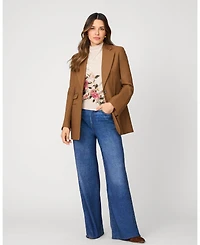 Cable & Gauge Women's Floral Mock Neck Sweater