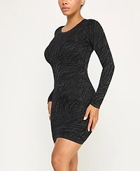 Bcx Juniors' Long Sleeve Crew Neck Slim Sweater Dress