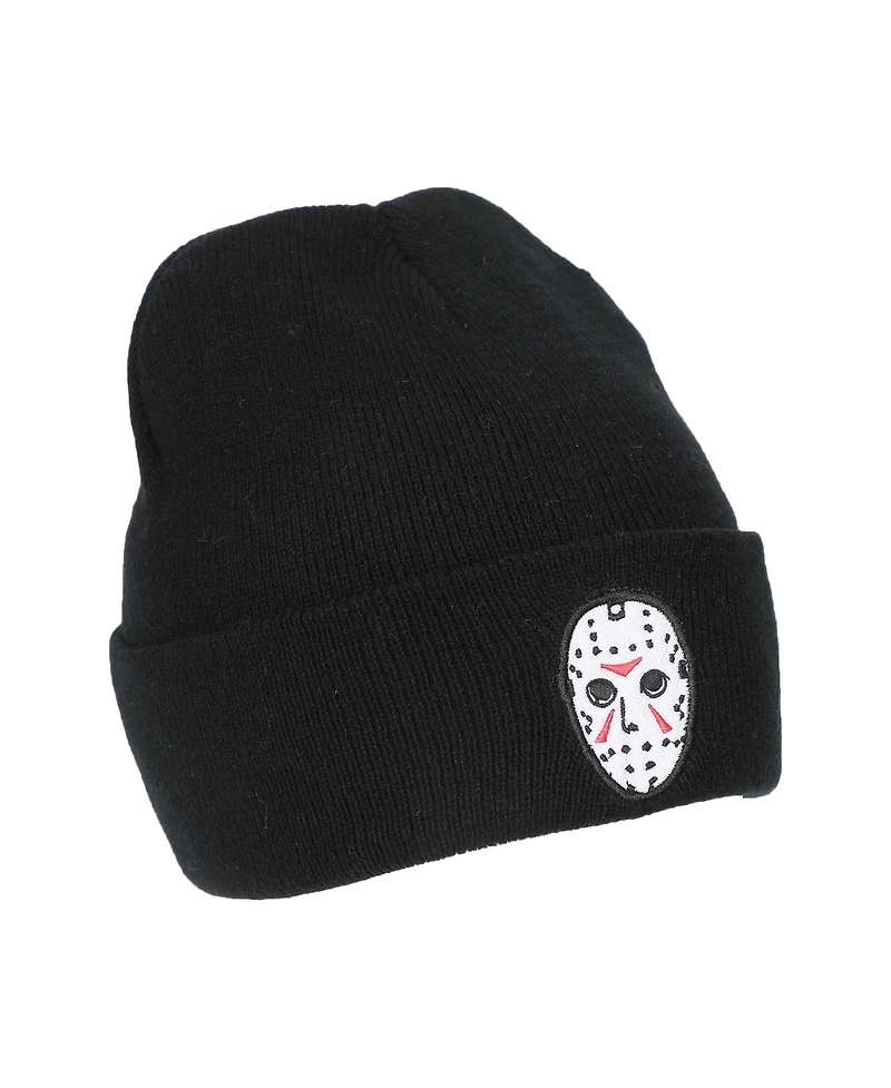 Friday the 13th Men's Jason Mask Embroidery On Acrylic Knit Standard Cuff Beanie