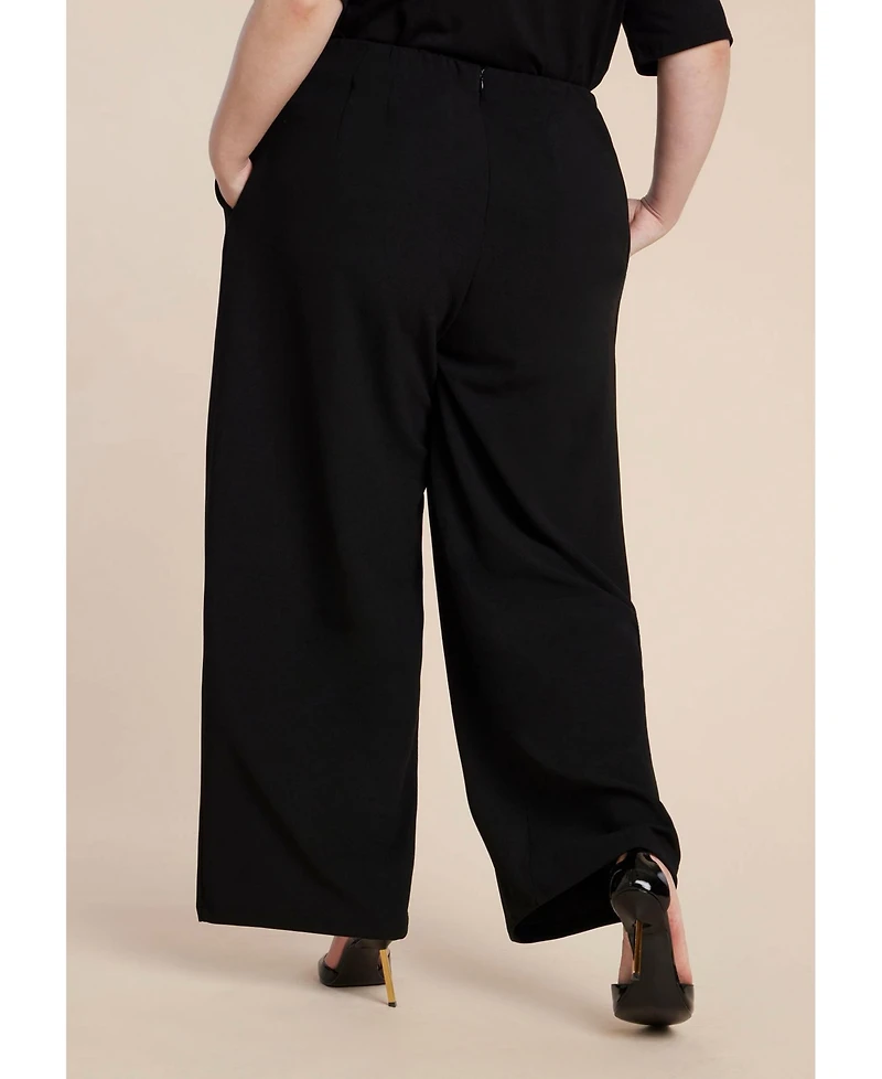 Eloquii Women's Knit Trouser With Button Tab