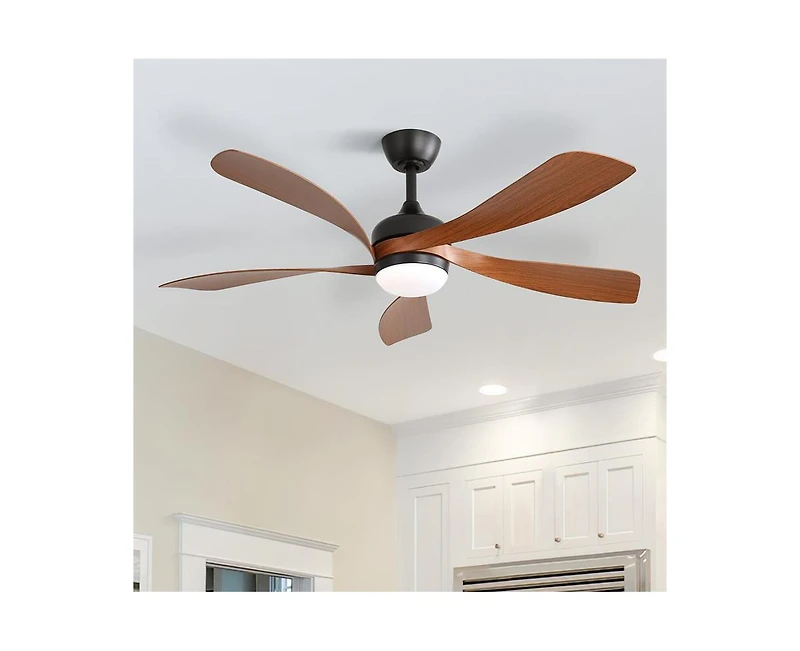 Sofucor 52 Inch 5 Blade Abs Led Ceiling Fan with Downrod and 6 Speed Adjustable Remote Control