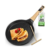 NutriChef 17.3 Non-Stick Crepe Pan with Wooden Spreader (NCMKCP0024BK)