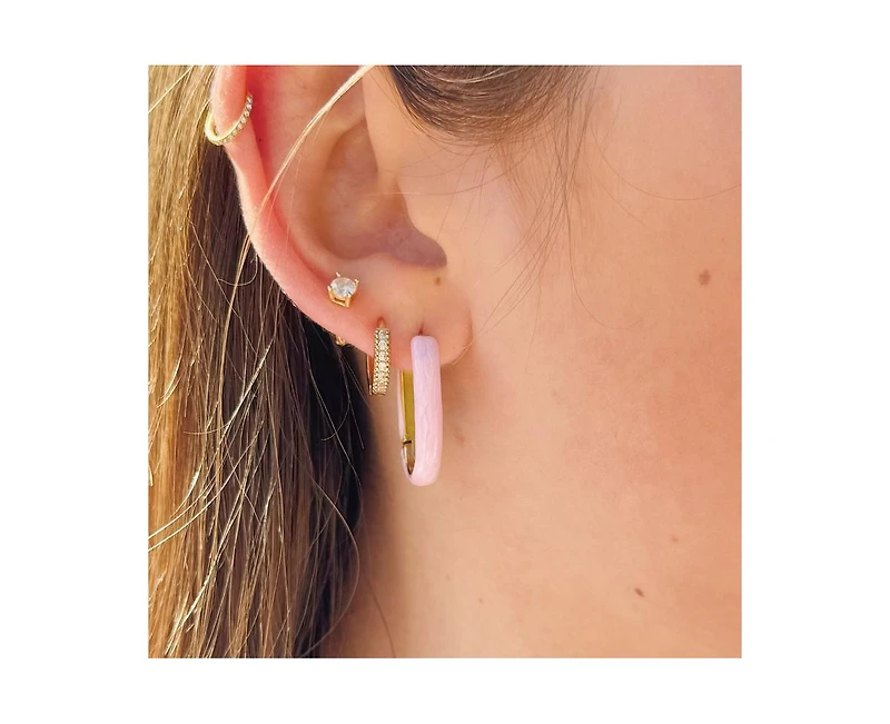 Oval Pink Enamel Hoops