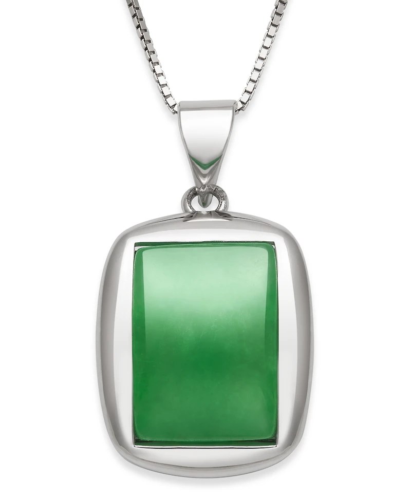 Macy's Dyed Green Jadeite Box Chain Necklace in Sterling Silver