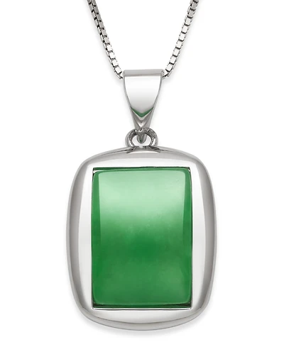 Macy's Dyed Green Jadeite Box Chain Necklace in Sterling Silver