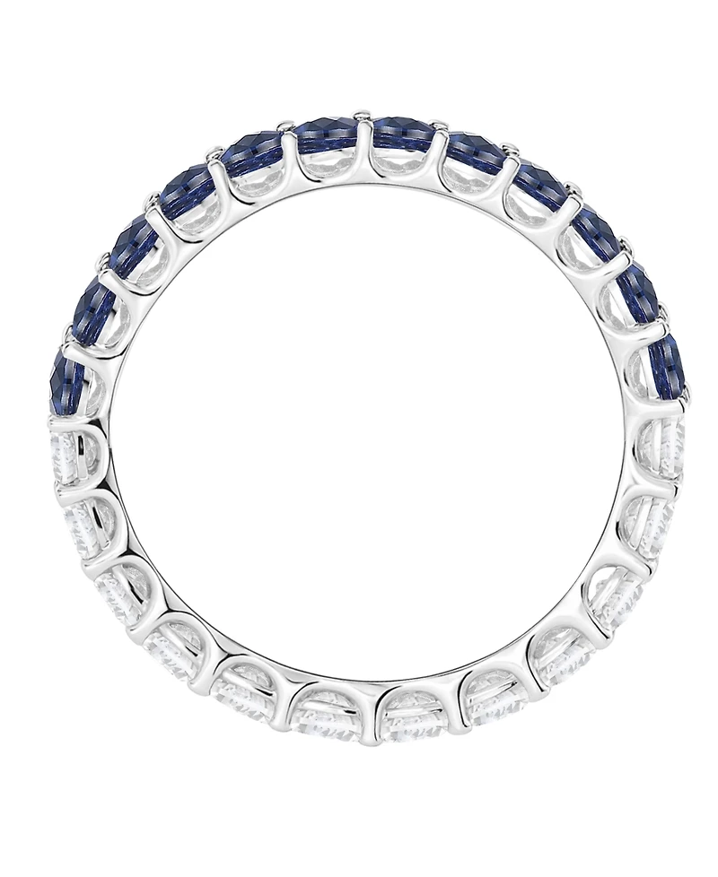 Macy's Lab-Grown Sapphire (1 ct. t.w.) and Lab-Grown White Sapphire (1 ct. t.w.) Band Ring in Sterling Silver