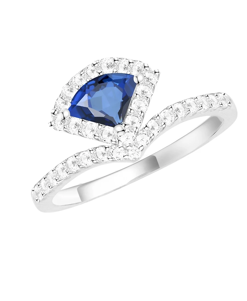 Macy's Lab-Grown Sapphire (5/8 ct. t.w.) and Lab-Grown White Sapphire (3/8 ct. t.w.) Ring in Sterling Silver
