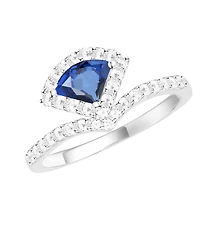 Macy's Lab-Grown Sapphire (5/8 ct. t.w.) and Lab-Grown White Sapphire (3/8 ct. t.w.) Ring in Sterling Silver