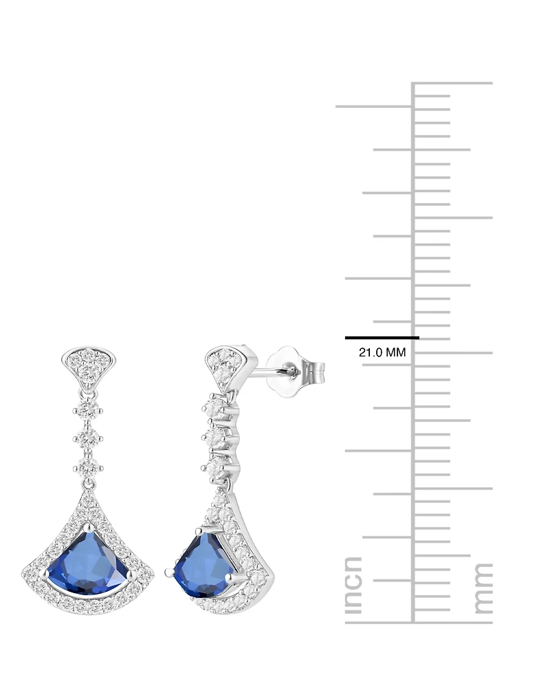Macy's Lab-Grown Sapphire (1-1/4 ct. t.w.) and Lab-Grown White Sapphire (1-1/2 ct. t.w.) Drop Earrings in Sterling Silver