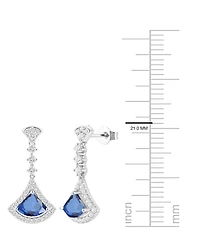 Macy's Lab-Grown Sapphire (1-1/4 ct. t.w.) and Lab-Grown White Sapphire (1-1/2 ct. t.w.) Drop Earrings in Sterling Silver