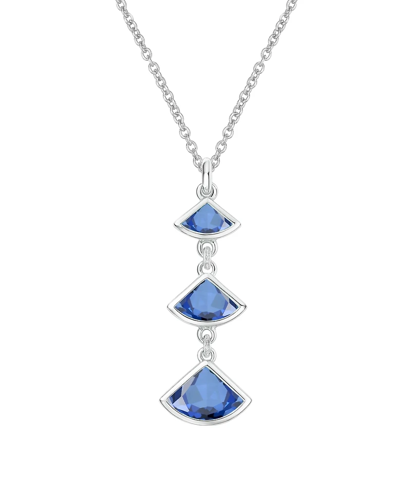 Macy's Lab-Grown Sapphire Pendant Necklace (1-1/5 ct. t.w.) in Sterling Silver