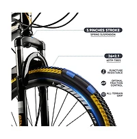 Artudatech 26" Mountain Bike 21 speed Mtb Teenagers Bicycle Full Suspension Thumb Shifter