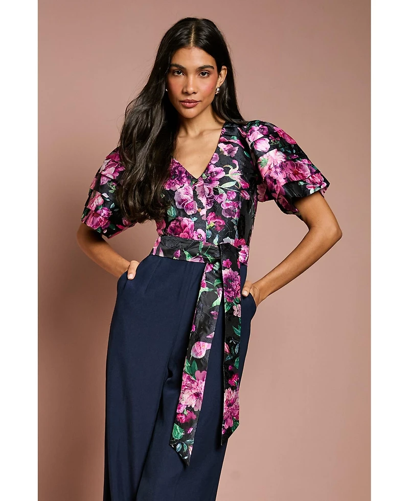 Coast Women's Printed Tiered Sleeve Organza Jumpsuit