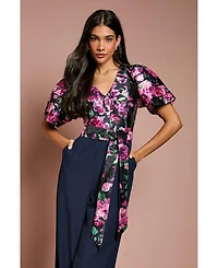 Coast Women's Printed Tiered Sleeve Organza Jumpsuit