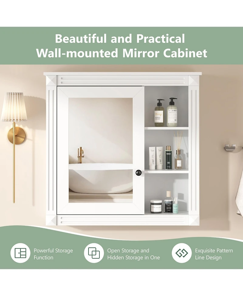 Casainc Wall-Mounted Medicine Cabinet with Mirror and Storage Organizer, Bathroom Space Saver