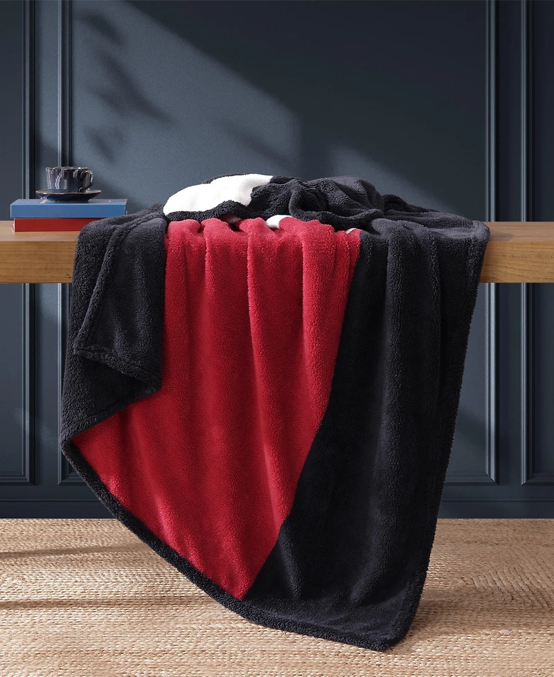 Tommy Hilfiger Iconic Flag Sherpa Throw Blanket, 70" x 50"