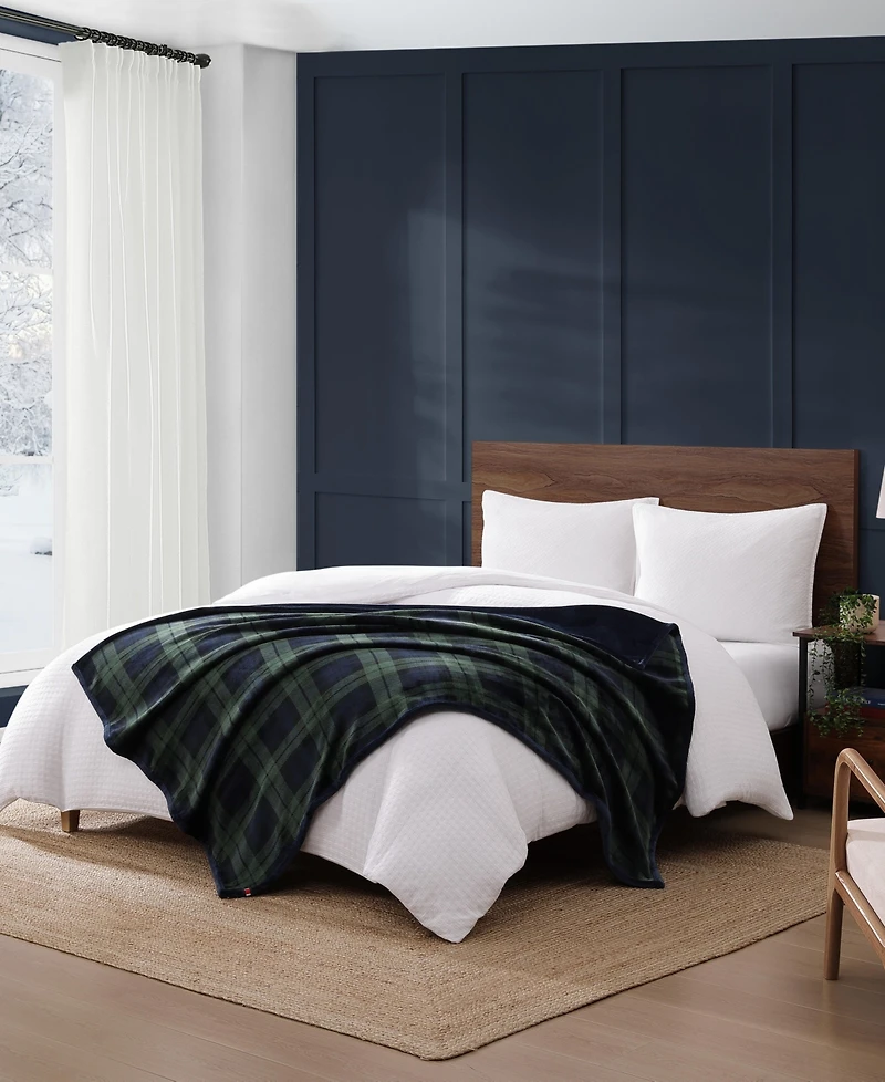 Tommy Hilfiger Printed Plush Plaid Throw Blanket, 70" x 50"