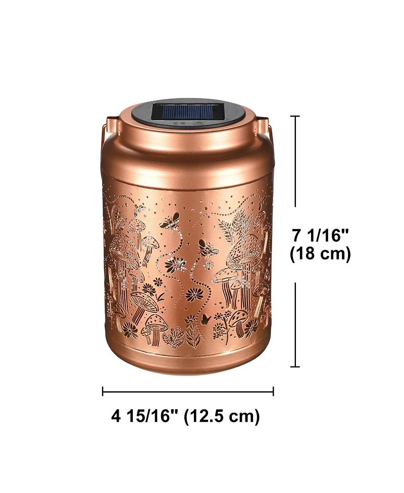 LAGarden Mushroom Solar Lantern Outdoor Hanging Waterproof Metal Decor Light Christmas Gifts Yard Patio Porch 2Pack